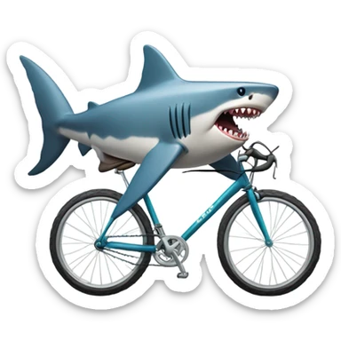 A shark riding a bike sticker