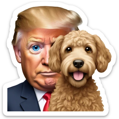 Donald trump with labradoodle sticker