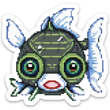 cartoon fish head with crossed-out X eyes and a bone sticking out, no body sticker