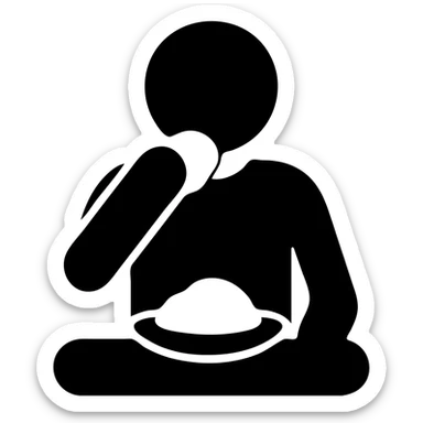 flat icon style, minimal details, clear food and plate, man eating sadza sticker