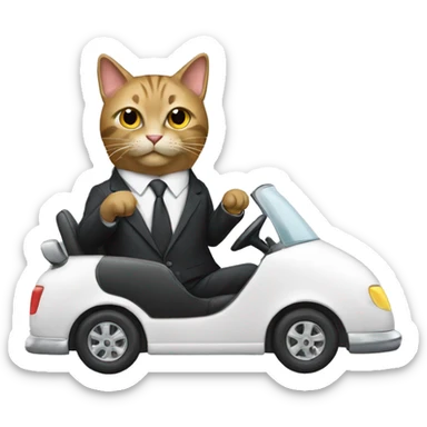 Cat Driving a Car With A Suit On sticker