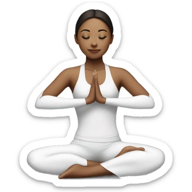 Brunette girl doing yoga in white suit  sticker