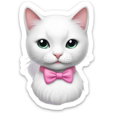 girl white cat with pink bow smoking sticker