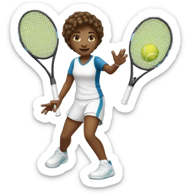 white teen with brown hair playing tennis sticker