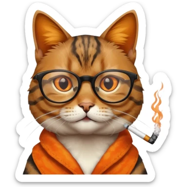 Cat with glasses and smoking sticker