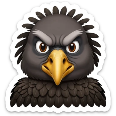   Old black angry  vulture looking to front sticker