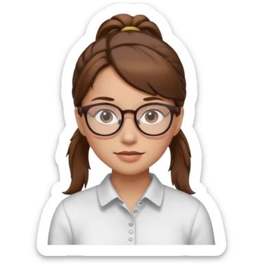 brown haired Ponytail Girl with Glasses sticker