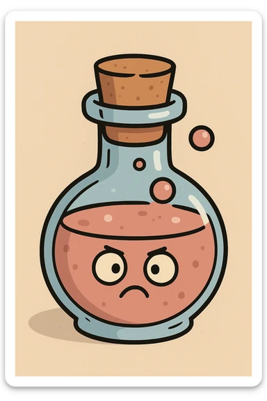 cute potion bottle, flat style, not personified sticker