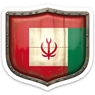 rectangular shield with the flag of Iran 1980 sticker