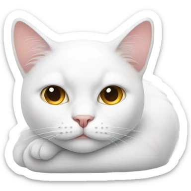White cat lazy sticker