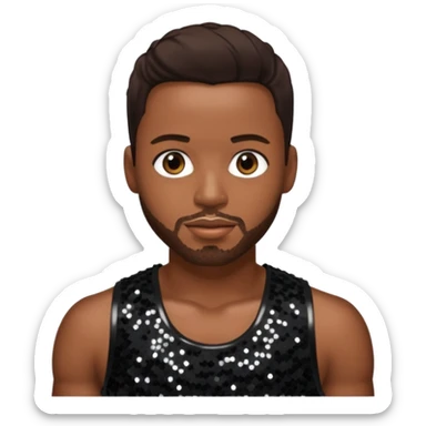 Tank, R&B Singer with dark brown hair, black sequin outfit sticker