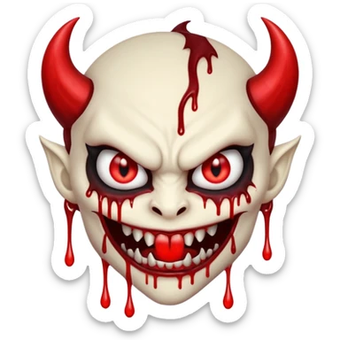 A evil looking devel dripping blood with fangs   sticker