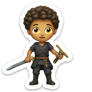 serious boy with sword sticker