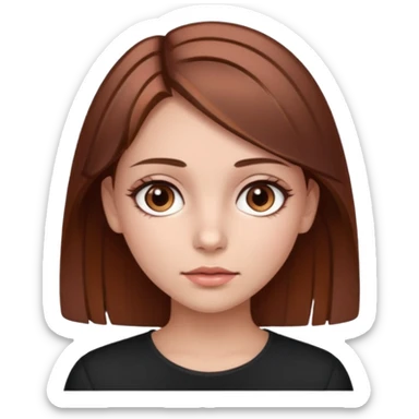 girl with fair skin, brown hair with a few rose gold highlights, and brown eyes, neutral expression sticker