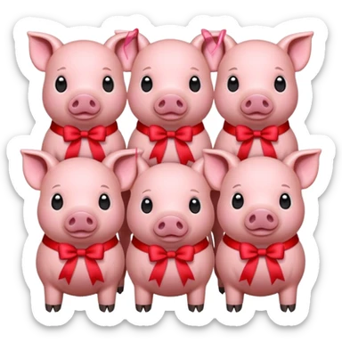 6 pigs with ribbons sticker