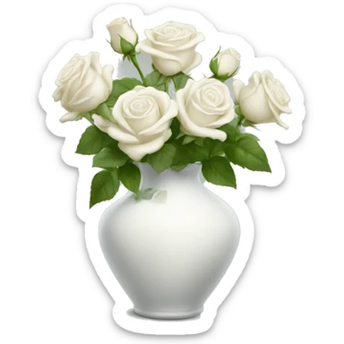 White roses vase sticker