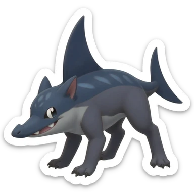 Cool edgy furry cute realistic Landhai-Sharpedo-Hyena-hybrid-animal-Pokémon-Fakemon-fusion-creature  sticker