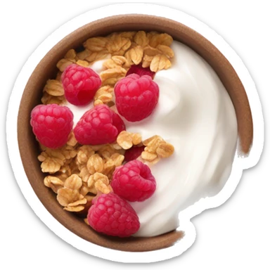 Cartoony Yogurt bowl with raspberries and granola sticker