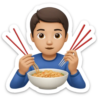 Create a person having noodles dinner. sticker