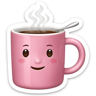 plain pink mug of steaming coffee sticker