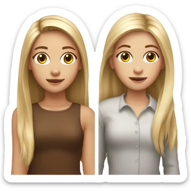 2 girls with long blonde hair and 1 girl with long brown hair sticker