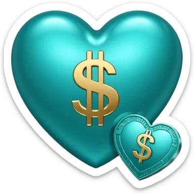 Teal heart with dollar signs sticker