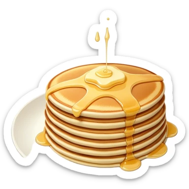 pancakes with butter on the top of it. the pancakes are lying on the small plate. sticker