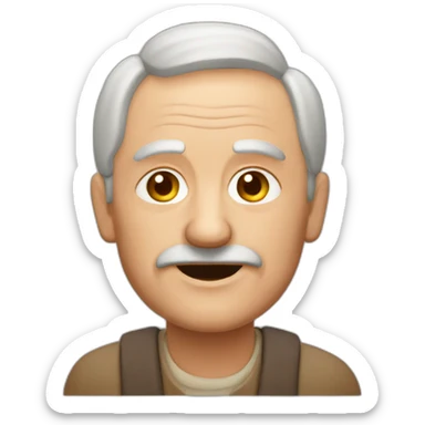 latvian old man work with clay sticker