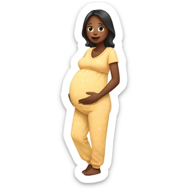pregnant woman in pajamas sticker