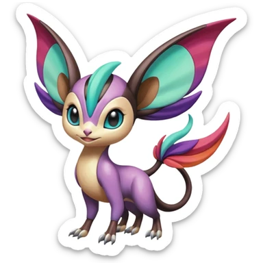 Shiny Cute Realistic Exotic Colorful Meloetta-Noivern-Stitch-Fakémon-creature-hybrid sticker