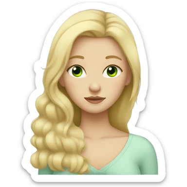 Blonde haired green eyes girl sleeping sticker