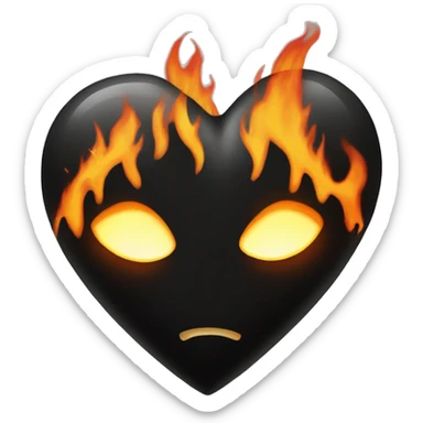 Black heart with fire  sticker
