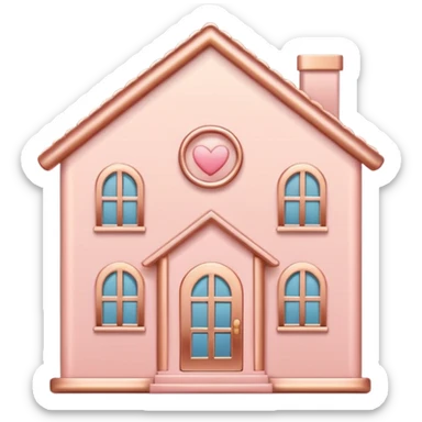 Home | vector icon of a feminine home icon in rose gold and blush pink, flat minimal design, soft glow, white background sticker