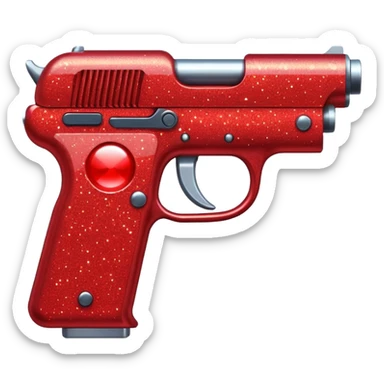 red glitter gun sticker