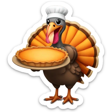 thanksgiving turkey holding a pumpkin pie sticker