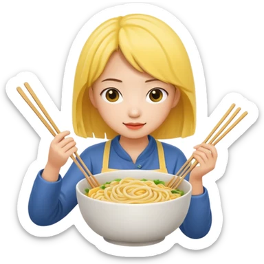 Yellow girl making noodle sticker