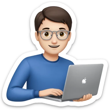 a programmer happy with a microsoft laptop sticker