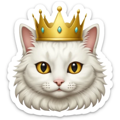 White cat with black spot over its eye that is a king sticker