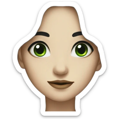 Witch with green eyes and long black wavy hair sticker