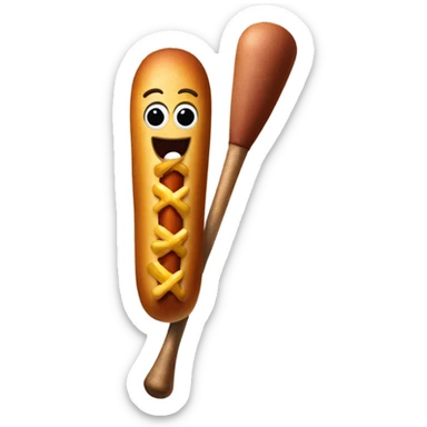 Corndog with baseball bat sticker
