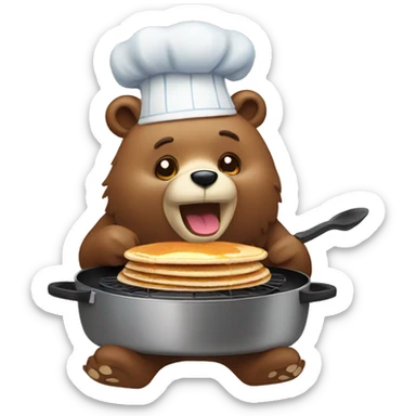 bear cooking pancakes sticker
