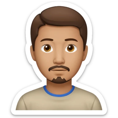Asian man with brown hair and a goatee, simple style sticker
