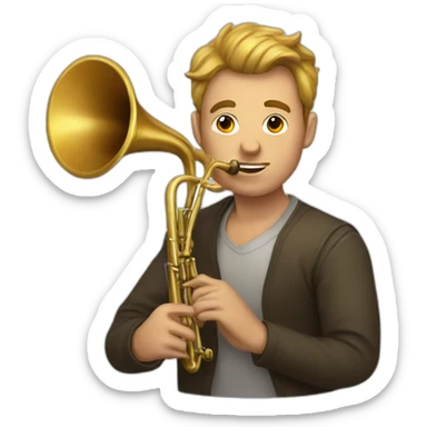 man with a horn sticker