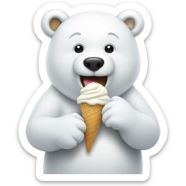 white bear eating ice cream sticker
