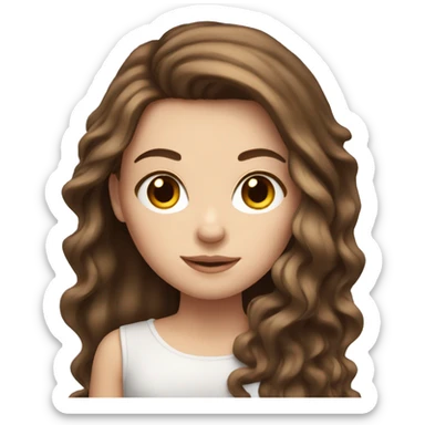 White girl with long voluminous brown hair sticker