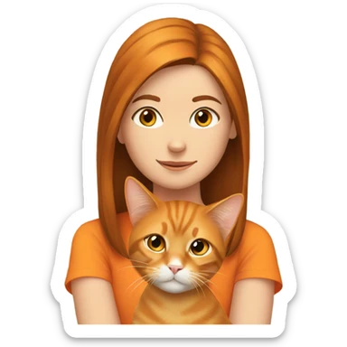 Orange cat with brown girl sticker