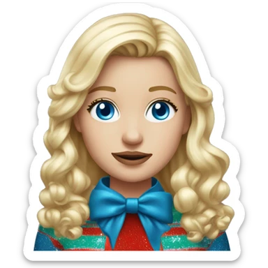 Blonde girl blue eyes wearing hyper realistic Christmas outfit  sticker