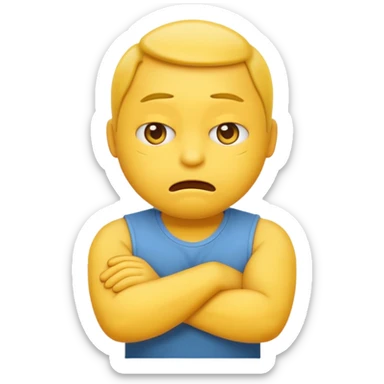 Yellow emoji circle frustrated arms crossed sticker