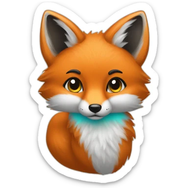 fox with cyan fur sticker