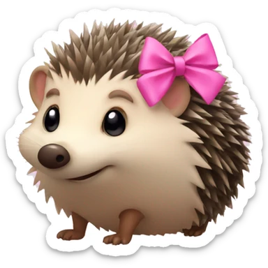 hedgehog with a pink bow sticker